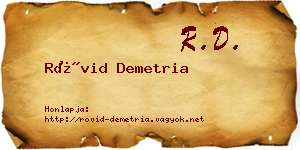 Rövid Demetria névjegykártya